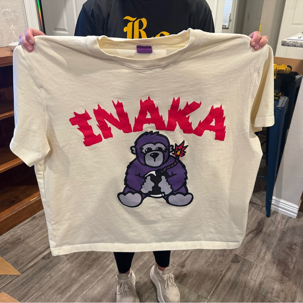 Inaka Power Cream and Purple Short Sleeve Tee